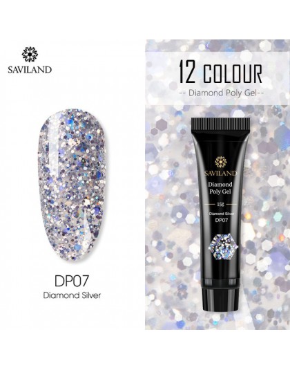 Saviland Diamond Polygel UV akryl Poly Gel cekiny czerwony niebieski długi naturalny szybki żel odbudowujący szybkie rozszerzeni