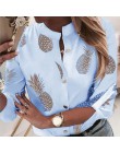 Fanbety kobiety regulowany rękaw łańcuchy druk ananasowy bluzka z guzikami koszule damskie elegancki swobodny top seksowny dekol