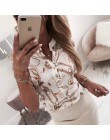 Fanbety kobiety regulowany rękaw łańcuchy druk ananasowy bluzka z guzikami koszule damskie elegancki swobodny top seksowny dekol