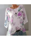Lato kwiatowy Print kobiety bluzka 5XL Plus rozmiar szyfonu bluzki pół rękawa koszula plażowa praca w biurze koszule Blusas Femi