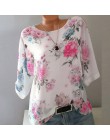 Lato kwiatowy Print kobiety bluzka 5XL Plus rozmiar szyfonu bluzki pół rękawa koszula plażowa praca w biurze koszule Blusas Femi