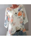 Lato kwiatowy Print kobiety bluzka 5XL Plus rozmiar szyfonu bluzki pół rękawa koszula plażowa praca w biurze koszule Blusas Femi
