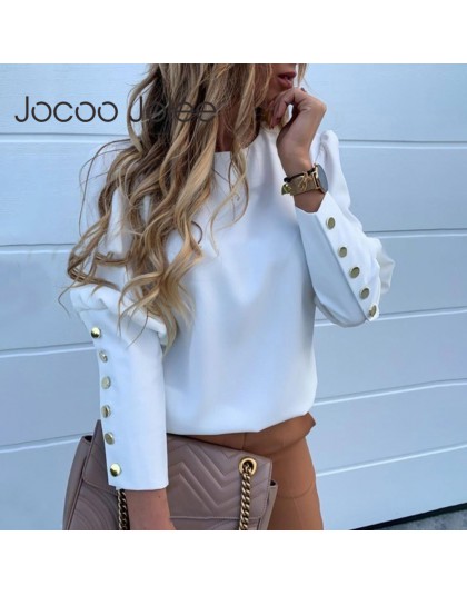 Jocoo Jolee kobiety metalowe guziki z długim rękawem bluzka biuro koszula damska Casual druk ananasowy topy Plus rozmiar Casual 