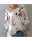 Lato kwiatowy Print kobiety bluzka 5XL Plus rozmiar szyfonu bluzki pół rękawa koszula plażowa praca w biurze koszule Blusas Femi