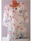 Lato kwiatowy Print kobiety bluzka 5XL Plus rozmiar szyfonu bluzki pół rękawa koszula plażowa praca w biurze koszule Blusas Femi