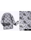 Lato w paski w kratę gwiazda koszula kobiety Casual biuro Sexy Vintage Mesh koronki przezroczyste bluzki z długim rękawem koszul