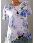 Lato kwiatowy Print kobiety bluzka 5XL Plus rozmiar szyfonu bluzki pół rękawa koszula plażowa praca w biurze koszule Blusas Femi