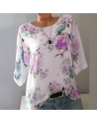 Lato kwiatowy Print kobiety bluzka 5XL Plus rozmiar szyfonu bluzki pół rękawa koszula plażowa praca w biurze koszule Blusas Femi
