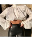 Leopard Turtleneck satynowa jedwabna bluzka damska Sexy Hollow Out bluzka z wyciętymi plecami bluzka elegancka jesień z długim r