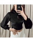 Leopard Turtleneck satynowa jedwabna bluzka damska Sexy Hollow Out bluzka z wyciętymi plecami bluzka elegancka jesień z długim r