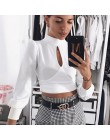 Leopard Turtleneck satynowa jedwabna bluzka damska Sexy Hollow Out bluzka z wyciętymi plecami bluzka elegancka jesień z długim r