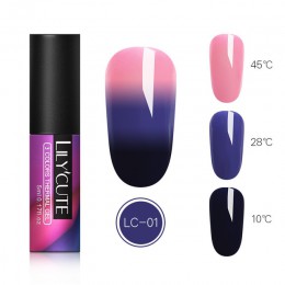 LILYCUTE 5ml 3-warstwy kolor zmiana lakier żelowy UV cekiny termiczna żelowy lakier do paznokci matowy warstwa wierzchnia Soak O