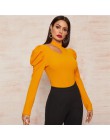 SHEIN czarna porządna stójka z wycięciem elegancka bluzka damska Top 2019 jesienna nogawkowa guzik na rękawie z tyłu dopasowana 