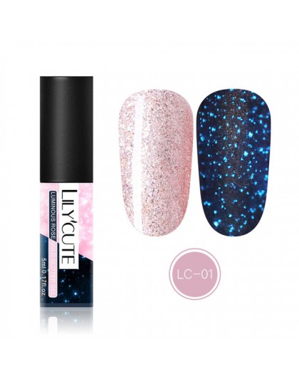 LILYCUTE 5ml Luminous Gel polski Rose złoty połysk Glitter Gel lakier Semi Permanent Soak Off UV LED żel do malowania paznokci l