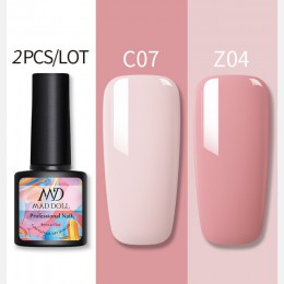 2 butelki 8ml MAD DOLL żelowy lakier do paznokci uv kolorowy i lśniący błyszczące cekiny długotrwały Soak Off żelowy lakier do p