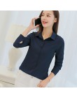 Kobiety biurowe koszule damskie topy moda wiosna z długim rękawem Slim biała szyfonowa bluzka koszula Femme Blusa Feminina niebi