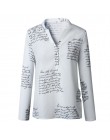 Jocoo Jolee moda damska V Neck z długim rękawem seksowna bluzka plażowa koszule codzienne z napisami wydrukowane bluzki Slim dop