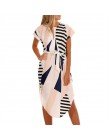 Aachoae 2020 kobiety Midi sukienek nadruk geometryczny letnia plażowa sukienka boho luźna bluzka nietoperz sukienka Vestidos Plu