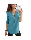 Jocoo Jolee kobiety Zipper koszule z krótkim rękawem damskie topy i bluzki Sexy V Neck koszulki Casual topy tunika damska Plus r