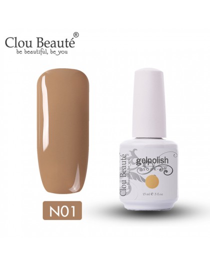 Clou Beaute Nude Series 15ml żel polski lakier do paznokci UV lakier półtrwały Soak Off żel do paznokci podkład top coat żelowy 