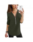 Jocoo Jolee kobiety Zipper koszule z krótkim rękawem damskie topy i bluzki Sexy V Neck koszulki Casual topy tunika damska Plus r