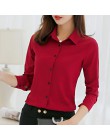 Kobiety biurowe koszule damskie topy moda wiosna z długim rękawem Slim biała szyfonowa bluzka koszula Femme Blusa Feminina niebi