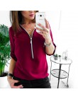 Jocoo Jolee kobiety Zipper koszule z krótkim rękawem damskie topy i bluzki Sexy V Neck koszulki Casual topy tunika damska Plus r