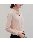 Kobiety biurowe koszule damskie topy moda wiosna z długim rękawem Slim biała szyfonowa bluzka koszula Femme Blusa Feminina niebi