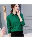Kobiety biurowe koszule damskie topy moda wiosna z długim rękawem Slim biała szyfonowa bluzka koszula Femme Blusa Feminina niebi