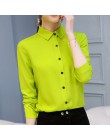 Kobiety biurowe koszule damskie topy moda wiosna z długim rękawem Slim biała szyfonowa bluzka koszula Femme Blusa Feminina niebi