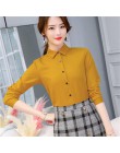 Kobiety biurowe koszule damskie topy moda wiosna z długim rękawem Slim biała szyfonowa bluzka koszula Femme Blusa Feminina niebi