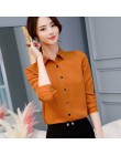 Kobiety biurowe koszule damskie topy moda wiosna z długim rękawem Slim biała szyfonowa bluzka koszula Femme Blusa Feminina niebi