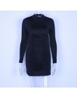 Hugcitar satynowy rękaw na szyję wysokiej talii bodycon sexy mini sukienka 2019 jesień zima kobiety moda party eleganckie ubrani