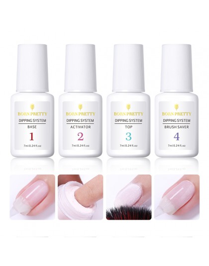 BORN PRETTY żel bazowy Top żel naturalny suchy aktywator Brush Saver do systemu Dip proszek do paznokci 7ml/15ml Dip Nail Powers