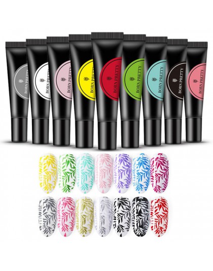 Born Pretty  Żel do tłoczenia paznokci Polski 8 ml Czarny Biały Znaczek Olej do druku Żel UV Lakier Soak Off Lakier do paznokci 