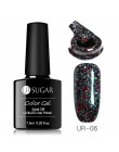 UR SUGAR 7.5ml brokatowy lakier do paznokci czarny kryształ żel UV laserowe cekiny żel polski Soak Off UV lakier do paznokci