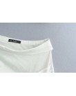 Nowa moda damska jednokolorowe jedno ramię plisowana koszula bluzki damskie nieregularne brzegi biały roupas femininas koszulka 