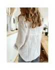 Damskie bluzki wiosenne jesienne bluzy wypoczynek biały guzik do koszuli V Neck sweter Top luźna z długim rękawem obszerna koszu
