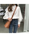 Woherb bluzki damskie bluzki w stylu Vintage długi rękaw latarniowy wiosna koszule jesienne panie koreański biały Blusas Mujer D