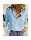 Damskie bluzki wiosenne jesienne bluzy wypoczynek biały guzik do koszuli V Neck sweter Top luźna z długim rękawem obszerna koszu