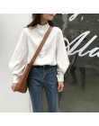 Woherb bluzki damskie bluzki w stylu Vintage długi rękaw latarniowy wiosna koszule jesienne panie koreański biały Blusas Mujer D