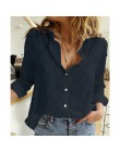 Damskie bluzki wiosenne jesienne bluzy wypoczynek biały guzik do koszuli V Neck sweter Top luźna z długim rękawem obszerna koszu