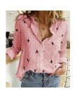 Damskie bluzki wiosenne jesienne bluzy wypoczynek biały guzik do koszuli V Neck sweter Top luźna z długim rękawem obszerna koszu