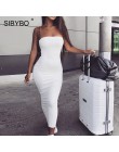 Sibybo Off Shoulder bez ramiączek Sexy kobiety sukienka bez rękawów prosto długa obcisła sukienka Backless w stylu casual, letni