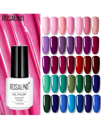 ROSALIND lakier do paznokci zestaw do paznokci hybrydowy wszystko do Manicure 7ML kolory Semi Permanant UV lakier do paznokci Pr