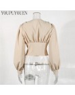 Damska bluzka top z rękawem typu lampion 2020 lato V Neck krótkie bluzki moda eleganckie koszule kobiety czarny bluzki długie rę