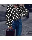 S-5XL kobiety Polka Dot popy i bluzki 2020 Celmia jesień latarnia rękaw koszule na co dzień Retro luźne przyciski kobieta Party 