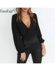 Forefair Backless V Neck biała seksowna bluzka damska letnia sukienka typu wrap koszula z długim rękawem szyfonu damskie topy i 