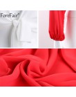 Forefair Backless V Neck biała seksowna bluzka damska letnia sukienka typu wrap koszula z długim rękawem szyfonu damskie topy i 