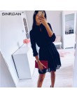 SINRGAN czarne zasznurowane drążą mini sukienki damskie vestidos z długim rękawem w pasie sexy party sukienki świąteczne letnia 